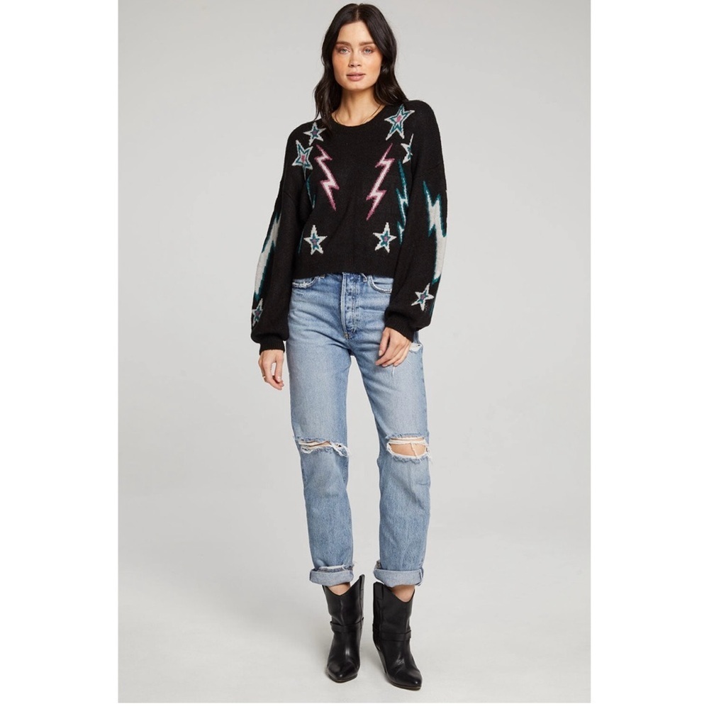 Saltwater LUXE Black Star and Lightning Sweater